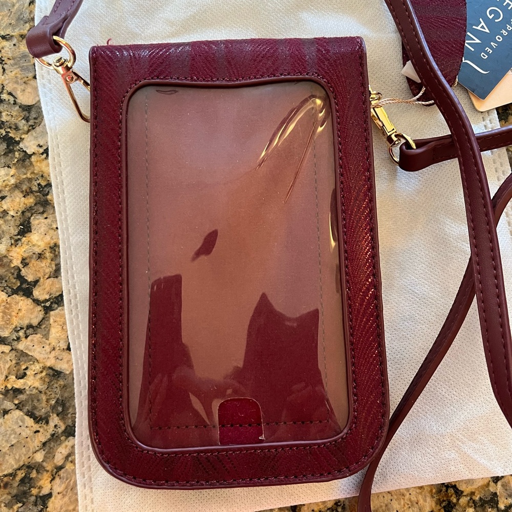 🎁 Burgundy vegan leather Crossbody with removable strap - Picture 3 of 5